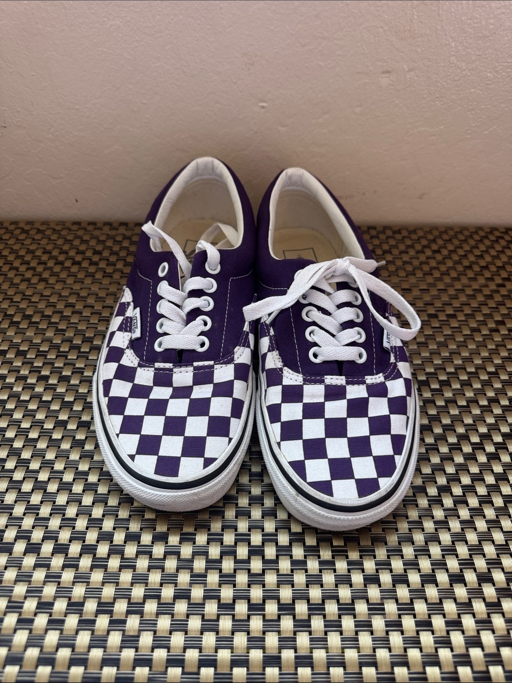 Vans Checkerboard Low Top Sneakers in Purple and White